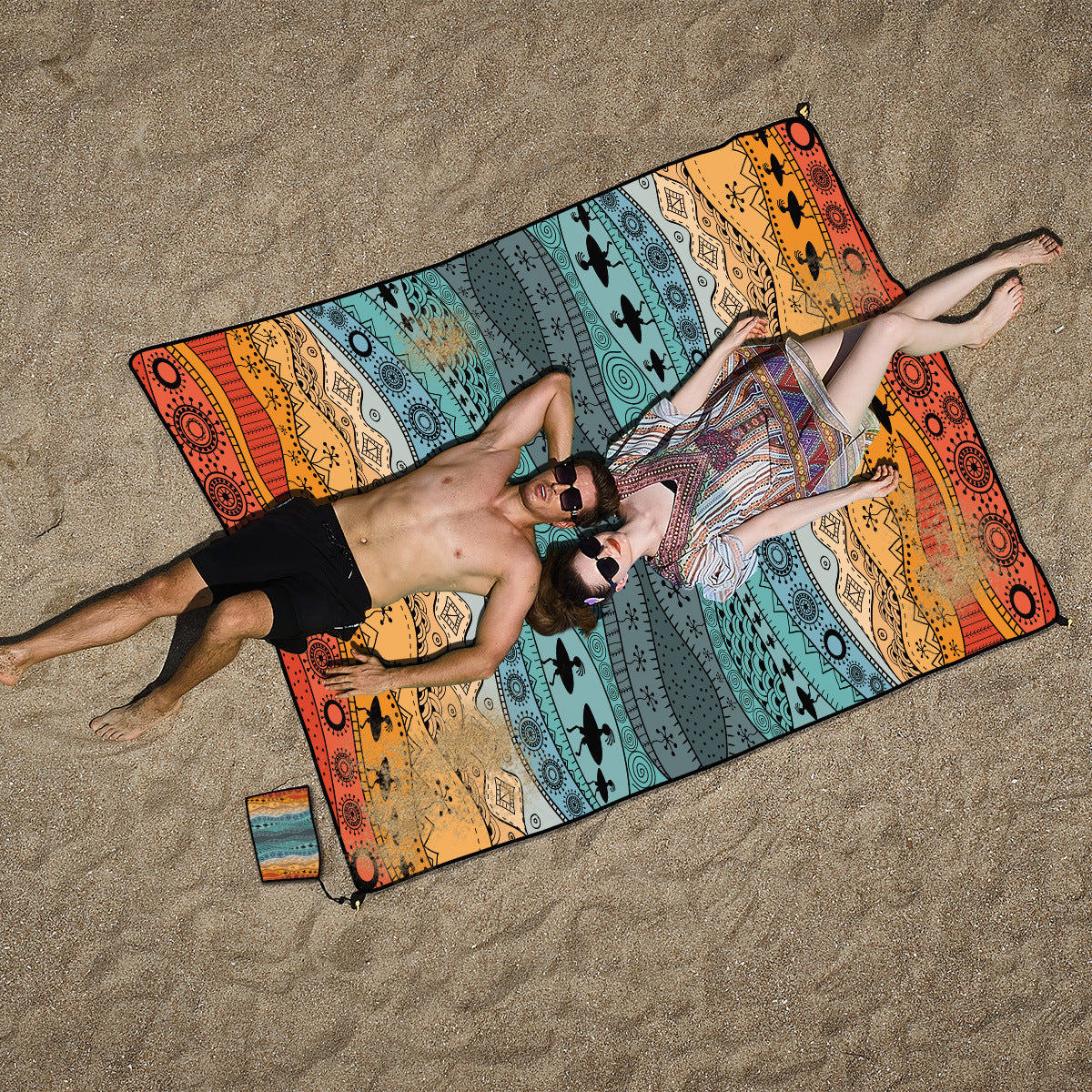 Style STD-001-17 Brown Quick Dry Beach Mat Sand Proof Waterproof Outdoor Picnic Blanket - Compact & V888-ELOSUNG21226