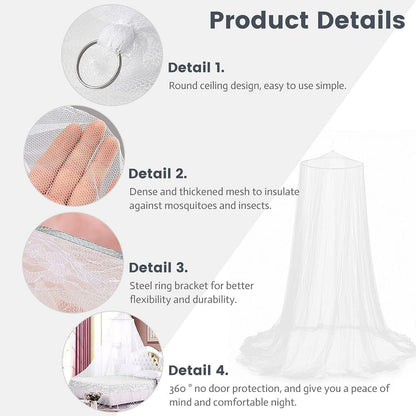 Pink Hanging Princess Bed Canopy Mosquito Net - Dome Bedding for Dorm Rooms & Bedrooms (Fits 1.5m Beds) V888-ELOSUNG21271