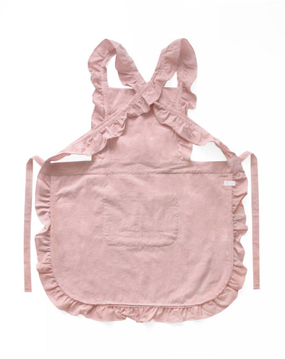 Pink Ruffled Kitchen Apron with Floral Lace - Comfortable Baking & Crafting Apron V888-ELOSUNG21356