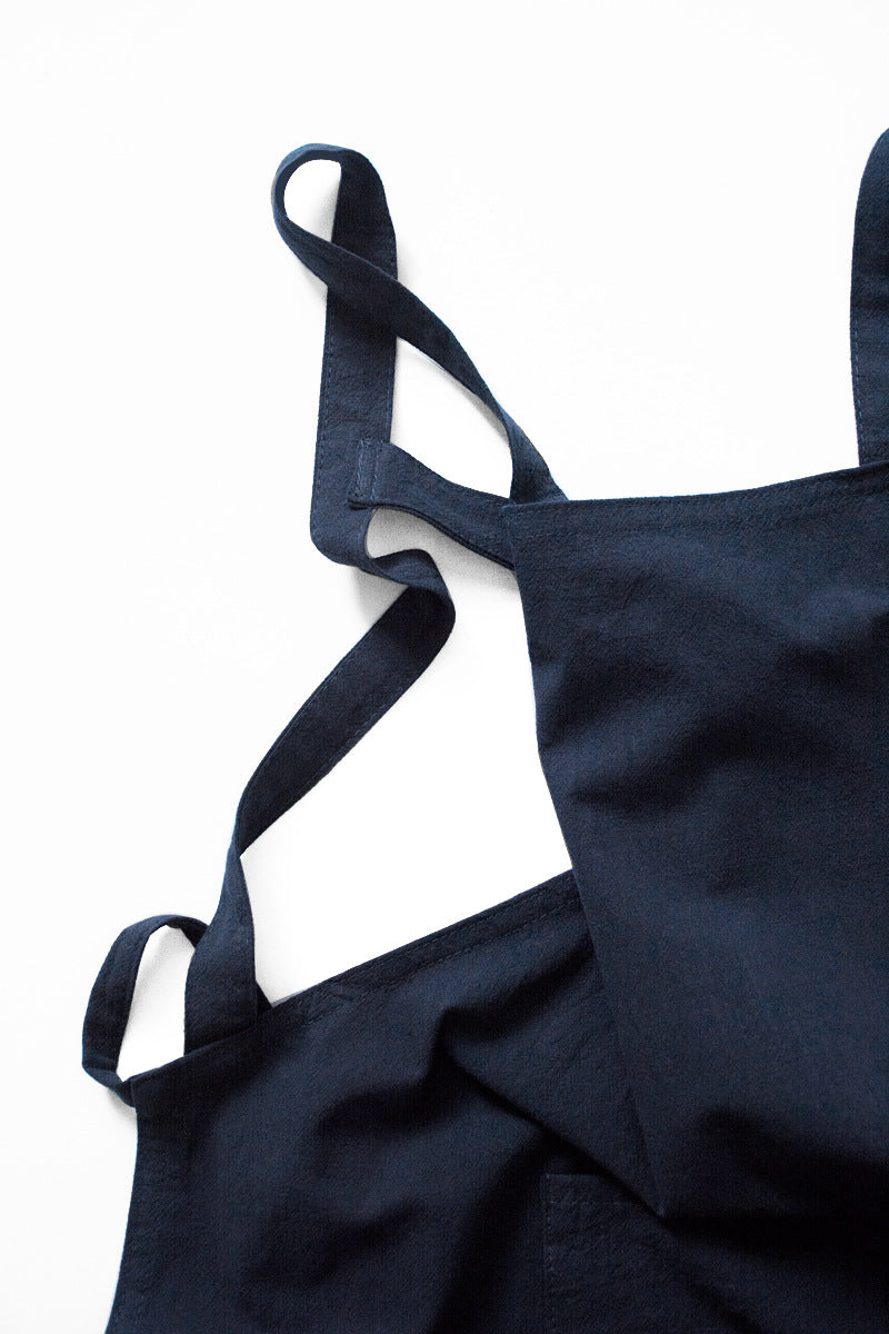 Black Cotton Linen H-Back Apron - Solid Color Kitchen Cooking Apron with Pocket V888-ELOSUNG21366
