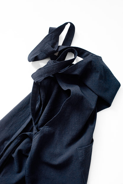 Black Cotton Linen H-Back Apron - Solid Color Kitchen Cooking Apron with Pocket V888-ELOSUNG21366