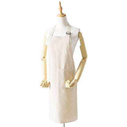 Beige Waterproof & Oil-Proof Apron - Adjustable Kitchen Apron with Pockets V888-ELOSUNG21367