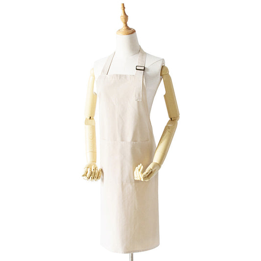 Beige Waterproof & Oil-Proof Apron - Adjustable Kitchen Apron with Pockets V888-ELOSUNG21367