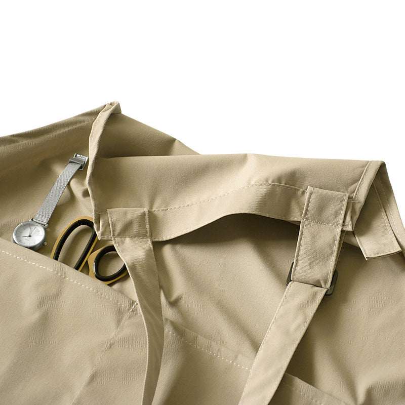 Beige Waterproof & Oil-Proof Apron - Adjustable Kitchen Apron with Pockets V888-ELOSUNG21367