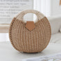 Khaki Boho Circle Straw Bag - Stylish Woven Tote with Round Handles V888-ELOSUNG21378
