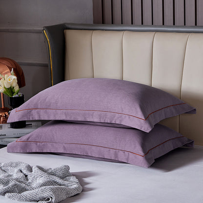Dark Purple Pure Cotton Flannel Pillowcase Set - Soft, Thickened, Solid Color (Pair, 48x74cm) V888-ELOSUNG21439
