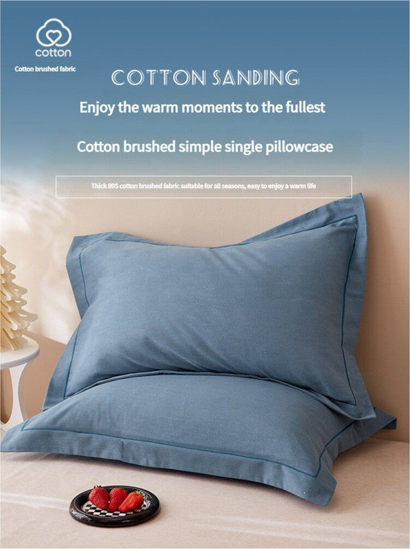 Dark Purple Pure Cotton Flannel Pillowcase Set - Soft, Thickened, Solid Color (Pair, 48x74cm) V888-ELOSUNG21439