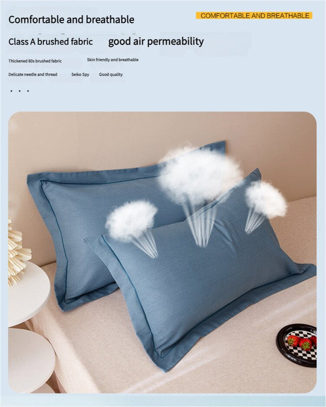 Dark Purple Pure Cotton Flannel Pillowcase Set - Soft, Thickened, Solid Color (Pair, 48x74cm) V888-ELOSUNG21439