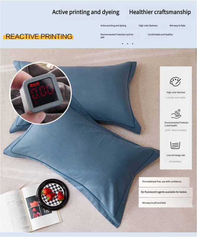 Dark Purple Pure Cotton Flannel Pillowcase Set - Soft, Thickened, Solid Color (Pair, 48x74cm) V888-ELOSUNG21439