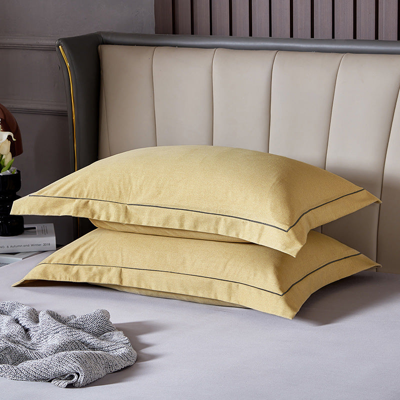 Yellow Pure Cotton Flannel Pillowcase Set - Soft, Thickened, Solid Color (Pair, 48x74cm) V888-ELOSUNG21447