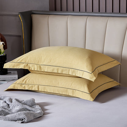 Yellow Pure Cotton Flannel Pillowcase Set - Soft, Thickened, Solid Color (Pair, 48x74cm) V888-ELOSUNG21447