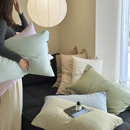 White Wide Stripes Long Staple Cotton Sateen Pillowcase Set - Jacquard Striped, Pure Cotton, 48x74cm (Pair) V888-ELOSUNG21449