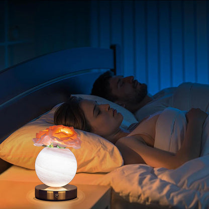 Blue Dreamy Rose Planet Lamp Night Light - Elegant 21cm USB-Charged 3-Color Touch Dimming Decor Gift V888-ELOSUNG21554