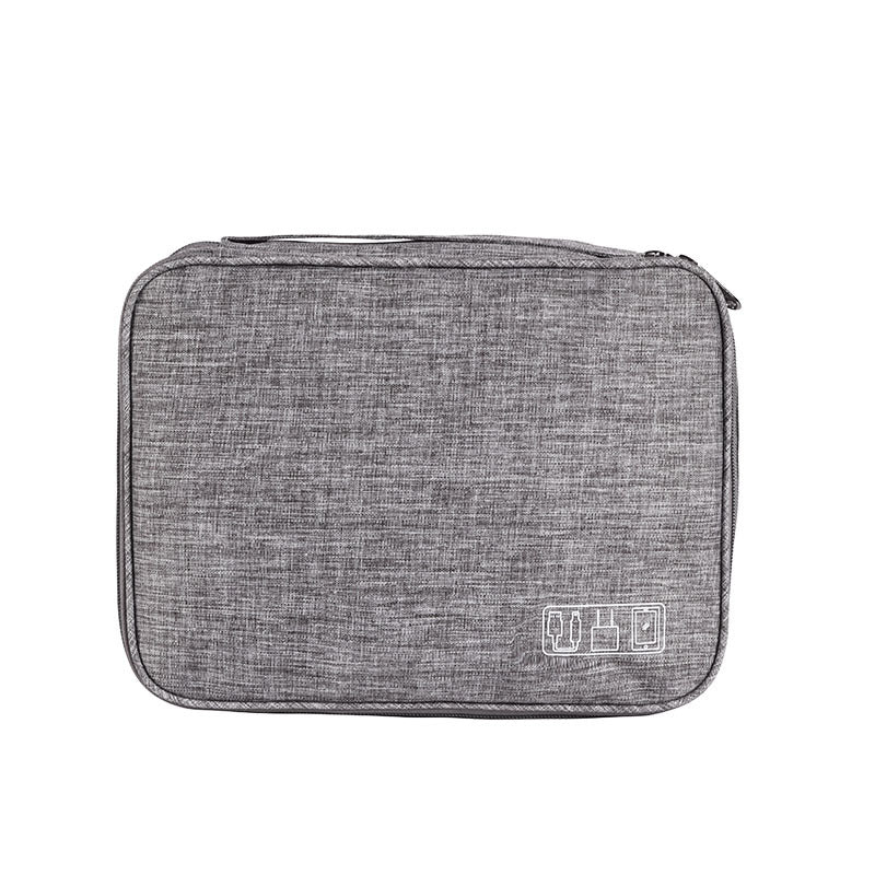 Grey Durable Three-Layer Earphone & Digital Organizer - Waterproof Cosmetic & Cable Storage Pouch(Photography V888-ELOSUNG21599