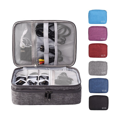Grey Durable Three-Layer Earphone & Digital Organizer - Waterproof Cosmetic & Cable Storage Pouch(Photography V888-ELOSUNG21599