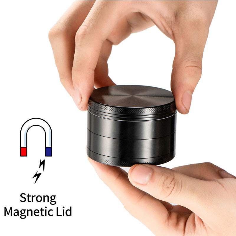 Grey Premium 4-Layer Zinc Alloy Herb Grinder - Magnetic Lid & Fine Grinding, 63mm, 162g V888-ELOSUNG21644