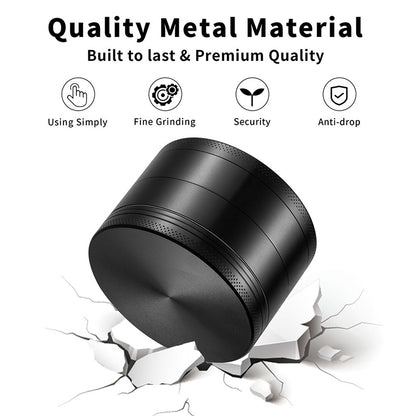 Silver Premium 4-Layer Zinc Alloy Herb Grinder - Magnetic Lid & Fine Grinding, 63mm, 162g V888-ELOSUNG21649