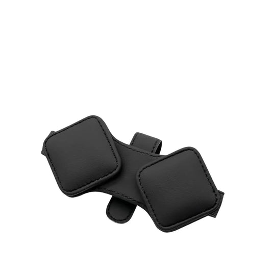 2 Pcs Black Car Sun Visor Glasses Holder Clip with Dual Magnetic Clamps - PU Leather, Anti-Slip, and V888-ELOSUNG21670