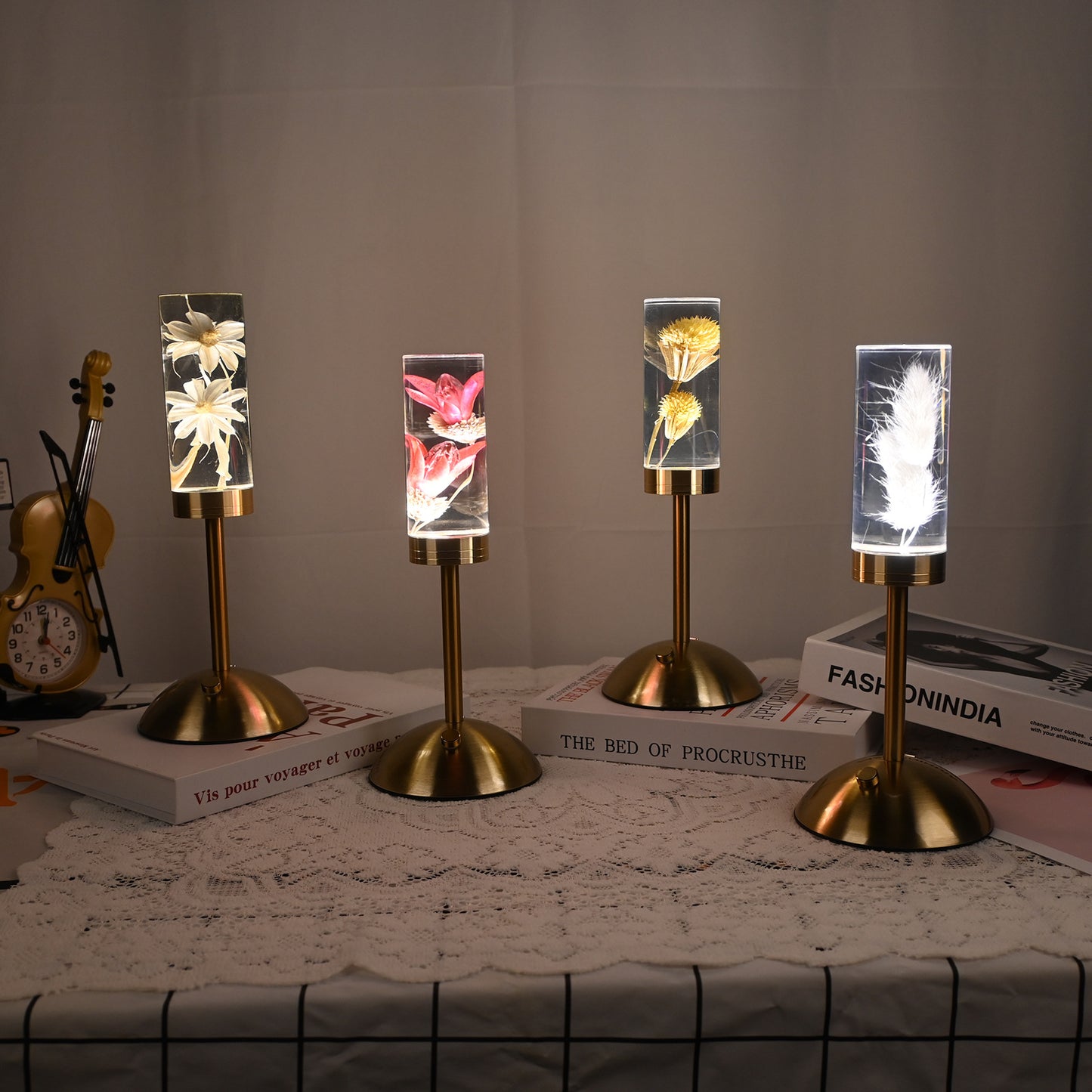 lily Eternal Flower Acrylic Table Lamp - Color-Changing LED, USB Rechargeable, Touch Control V888-ELOSUNG21684