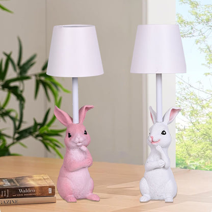 White Bunny White Lampshade Adorable Rabbit Resin Table Lamp - 3-Color LED, USB Rechargeable, Touch Dimming V888-ELOSUNG21689