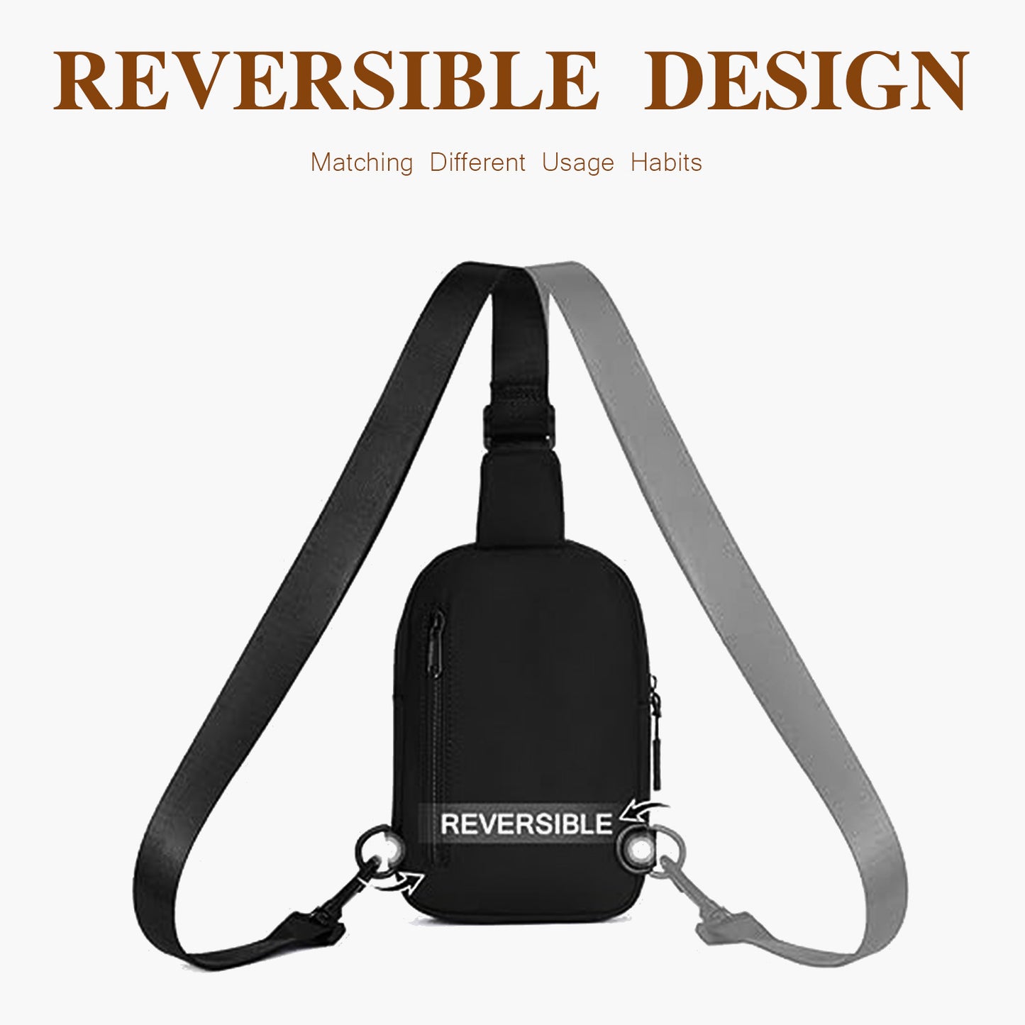 White Trendy Waterproof Sling Bag - Lightweight Crossbody Chest Pack, Adjustable Strap V888-ELOSUNG21710