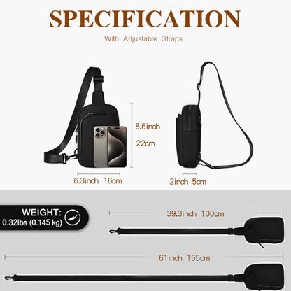 White Trendy Waterproof Sling Bag - Lightweight Crossbody Chest Pack, Adjustable Strap V888-ELOSUNG21710