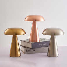 Silver Metal Mushroom Table Lamp - Rechargeable Touch Control Ambient Light with Remote V888-ELOSUNG21725