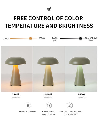 Bronze Metal Mushroom Table Lamp - Rechargeable Touch Control Ambient Light with Remote V888-ELOSUNG21726