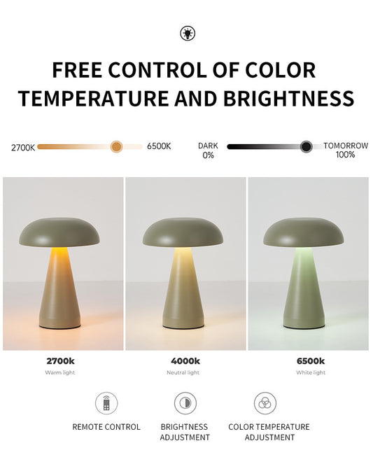 Bronze Metal Mushroom Table Lamp - Rechargeable Touch Control Ambient Light with Remote V888-ELOSUNG21726