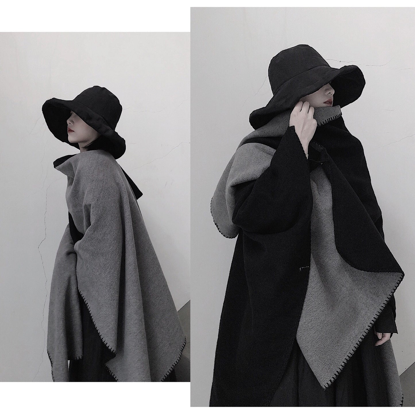 Grey Ethnic Boho Shawl for Women - Stylish Split Cape for Travel and Cooling Rooms V888-ELOSUNG21764