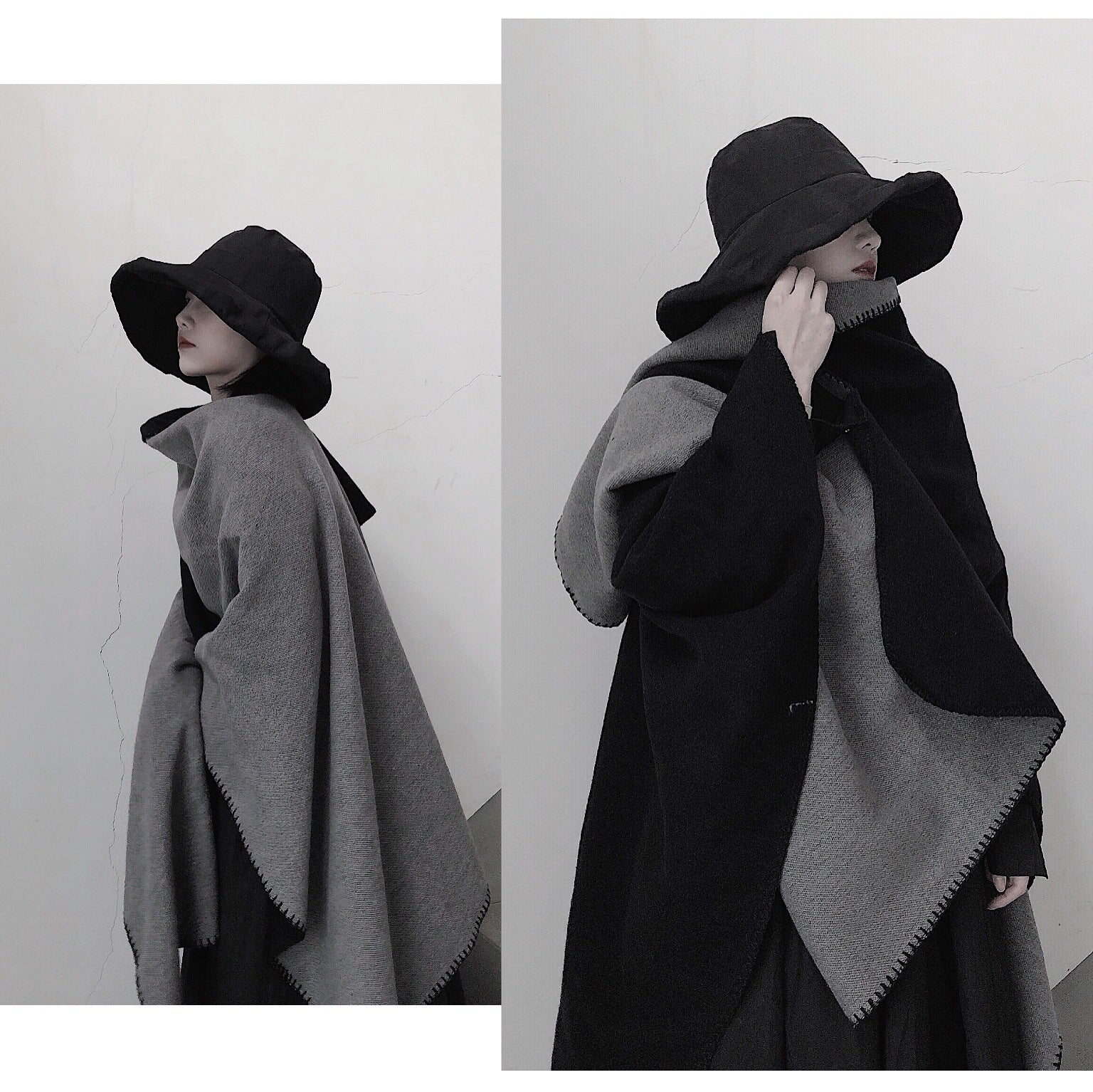 Grey Ethnic Boho Shawl for Women - Stylish Split Cape for Travel and Cooling Rooms V888-ELOSUNG21764