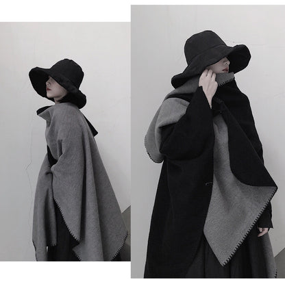 Grey Ethnic Boho Shawl for Women - Stylish Split Cape for Travel and Cooling Rooms V888-ELOSUNG21764
