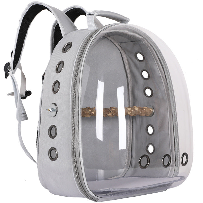 Grey Stylish Transparent PVC Pet Carrier Backpack - Large Capacity, Multi-Use for Birds & Cats(Including V888-ELOSUNG21776