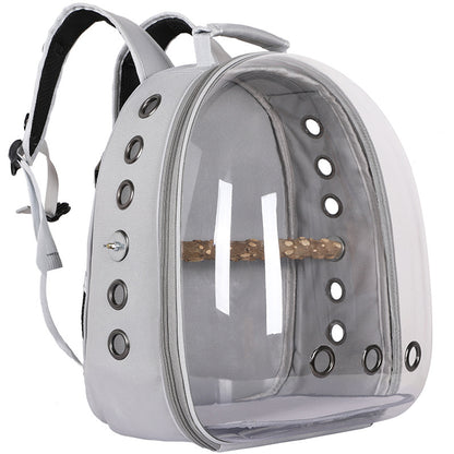 Grey Stylish Transparent PVC Pet Carrier Backpack - Large Capacity, Multi-Use for Birds & Cats(Including V888-ELOSUNG21776
