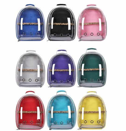 Grey Stylish Transparent PVC Pet Carrier Backpack - Large Capacity, Multi-Use for Birds & Cats(Including V888-ELOSUNG21776
