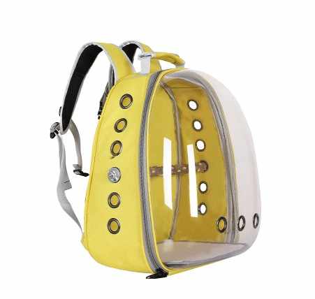 Grey Stylish Transparent PVC Pet Carrier Backpack - Large Capacity, Multi-Use for Birds & Cats(Including V888-ELOSUNG21776