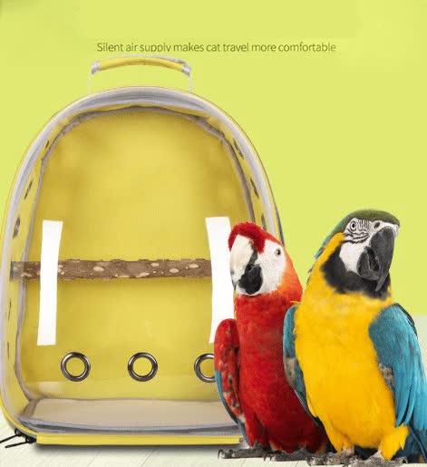 Grey Stylish Transparent PVC Pet Carrier Backpack - Large Capacity, Multi-Use for Birds & Cats(Including V888-ELOSUNG21776