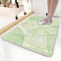 Green Leaves Pattern PVC Non-Slip Bath Mat 50x80cm - Shower Drain Hole Design, Soft & Quick-Dry Bathroom Rug V888-ELOSUNG21806