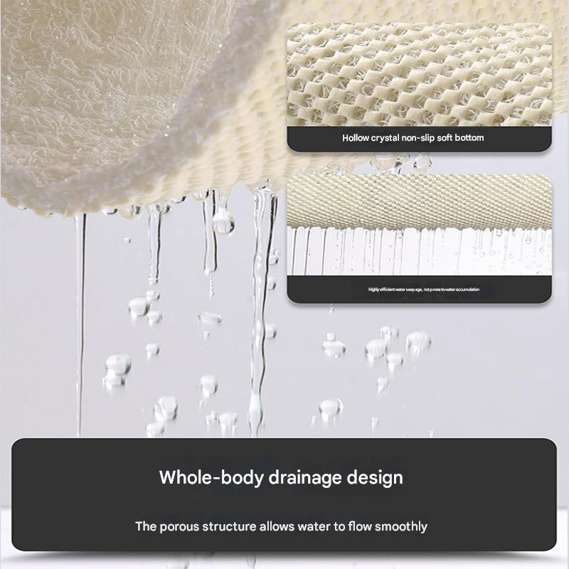 Green Leaves Pattern PVC Non-Slip Bath Mat 50x80cm - Shower Drain Hole Design, Soft & Quick-Dry Bathroom Rug V888-ELOSUNG21806