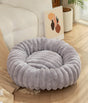 Grey Plush Pet Bed - 40cm Round Dog & Cat Mat, Cozy PP Cotton Filled, Comfortable Pet Supplies V888-ELOSUNG21843