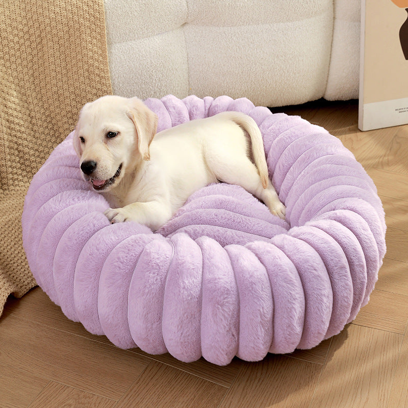Purple Plush Pet Bed - 40cm Round Dog & Cat Mat, Cozy PP Cotton Filled, Comfortable Pet Supplies V888-ELOSUNG21847