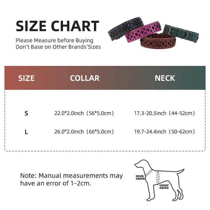 Size S Pink 1 pack Stylish PU Leather Dog Collar with Spikes - Adjustable, Durable & Comfortable for Medium V888-ELOSUNG21861