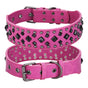 Size L Pink 1 pack Stylish PU Leather Dog Collar with Spikes - Adjustable, Durable & Comfortable for Medium V888-ELOSUNG21864