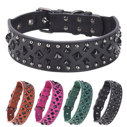 Size L Pink 1 pack Stylish PU Leather Dog Collar with Spikes - Adjustable, Durable & Comfortable for Medium V888-ELOSUNG21864