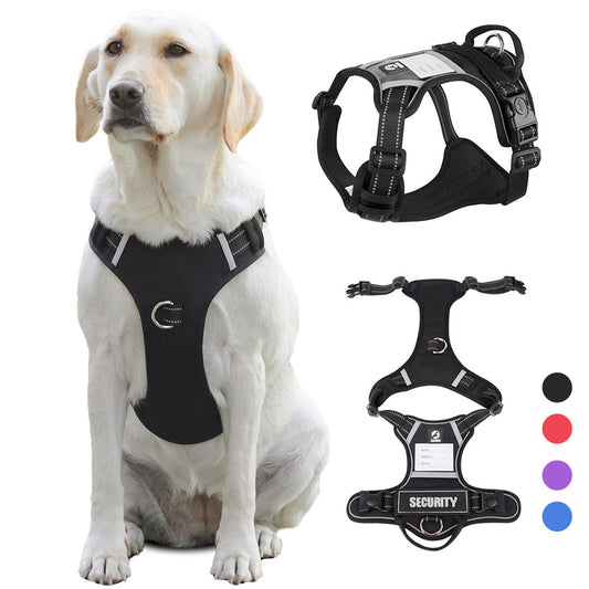 Size L Red Reflective No-Pull Dog Harness - Adjustable & Durable for Large Breeds, Anti-Escape Design V888-ELOSUNG21883