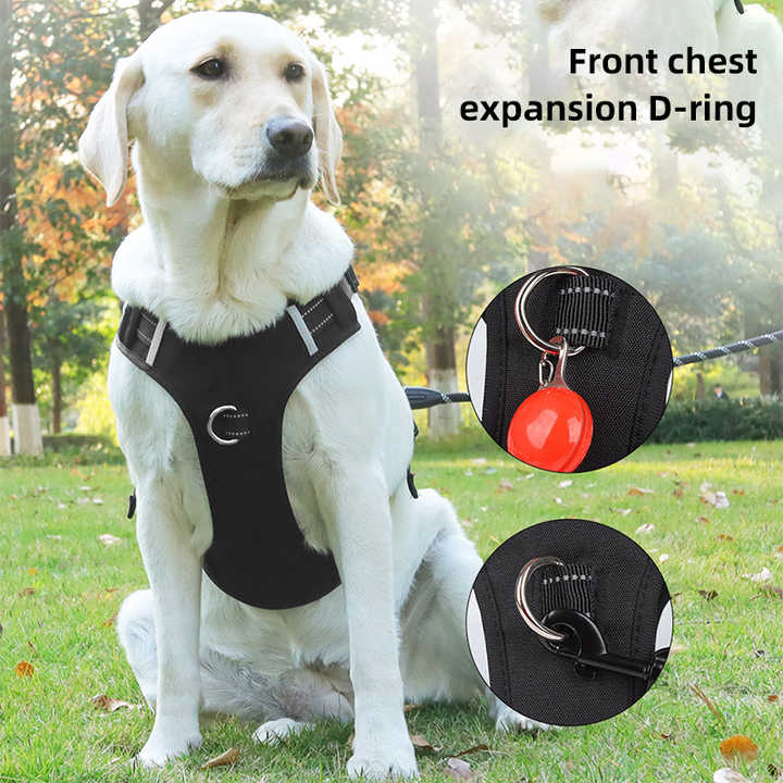 Size L Red Reflective No-Pull Dog Harness - Adjustable & Durable for Large Breeds, Anti-Escape Design V888-ELOSUNG21883