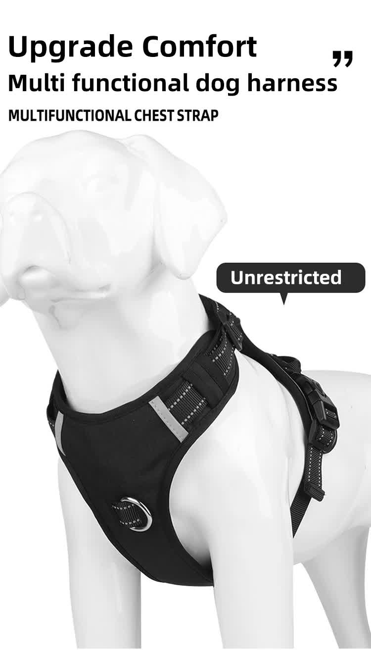 Size L Red Reflective No-Pull Dog Harness - Adjustable & Durable for Large Breeds, Anti-Escape Design V888-ELOSUNG21883