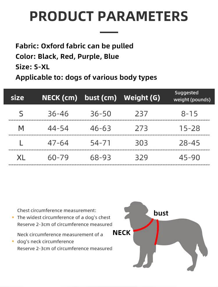 Size L Red Reflective No-Pull Dog Harness - Adjustable & Durable for Large Breeds, Anti-Escape Design V888-ELOSUNG21883