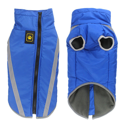 Size 3XL Blue Reflective Winter Dog Jacket - Warm & Waterproof Outdoor Coat for Large Breeds V888-ELOSUNG21898