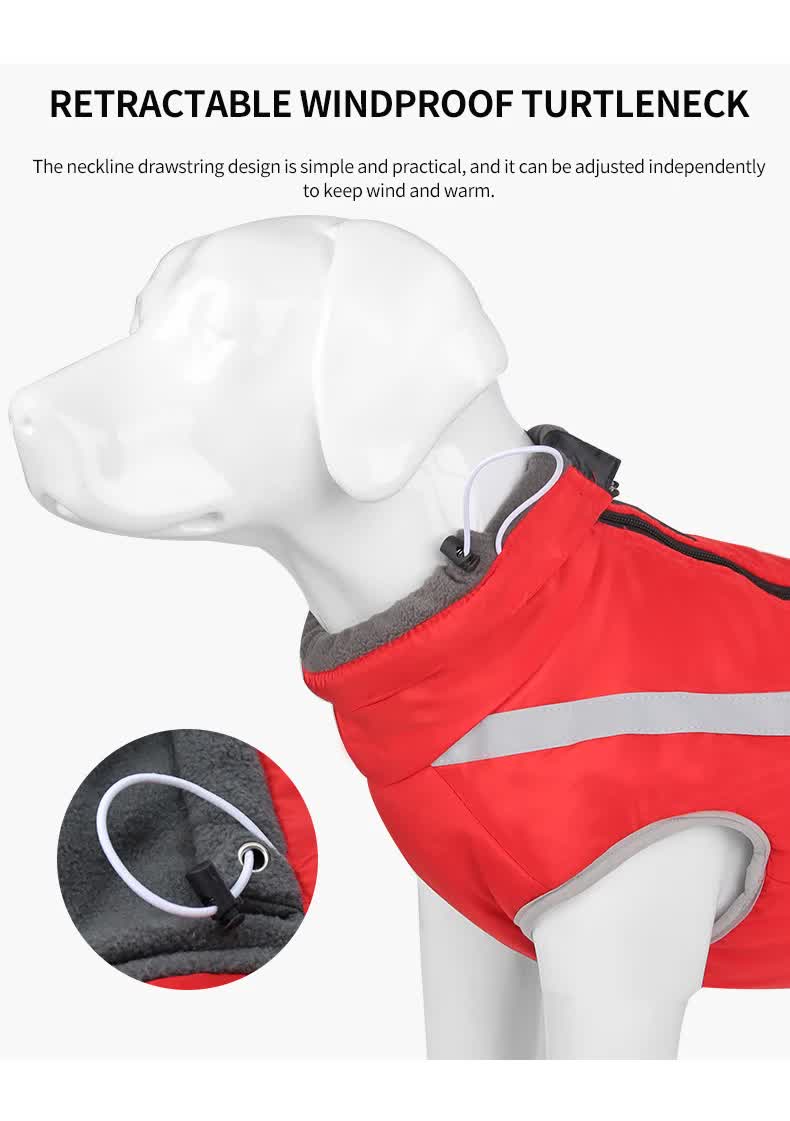 Size 3XL Blue Reflective Winter Dog Jacket - Warm & Waterproof Outdoor Coat for Large Breeds V888-ELOSUNG21898
